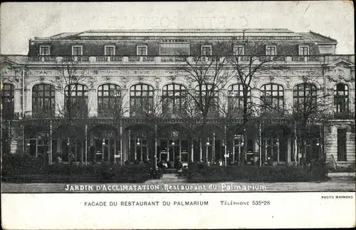 Ak Paris XVI Passy, Jardin d’Acclimatation, Restaurant du Palmarium