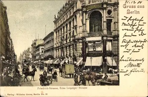 Ak Berlin Mitte, Friedrichstraße Ecke Leipziger Straße, Kutschen, Loeser & Wolff Zigarren