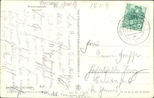 Ak Ostseebad Warnemünde Rostock, Strand, Leuchtturm