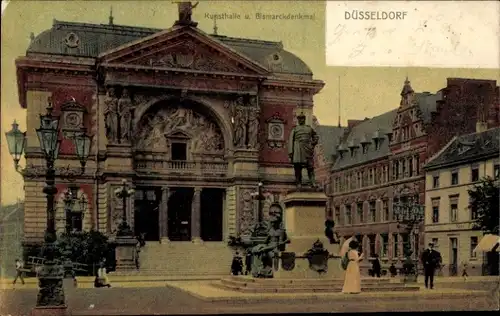 Ak Düsseldorf am Rhein, Kunsthalle, Bismarckdenkmal