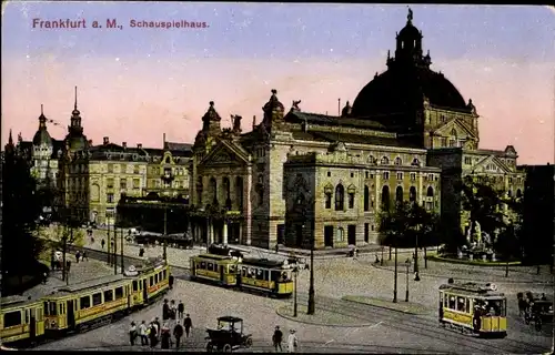 Ak Frankfurt am Main, Schauspielhaus, Tram