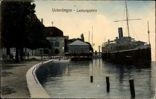 Ak Überlingen am Bodensee, Landungsplatz, Schiff