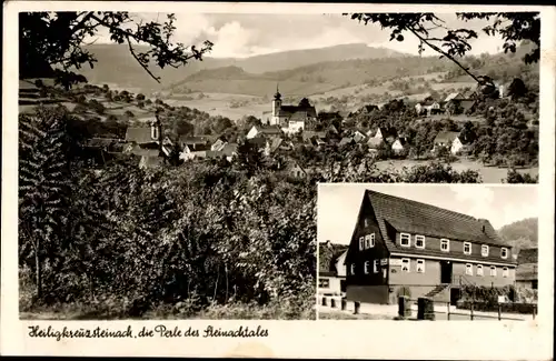 Ak Heiligkreuzsteinach am Neckar, Pension Zum Roten Löwen, Panorama