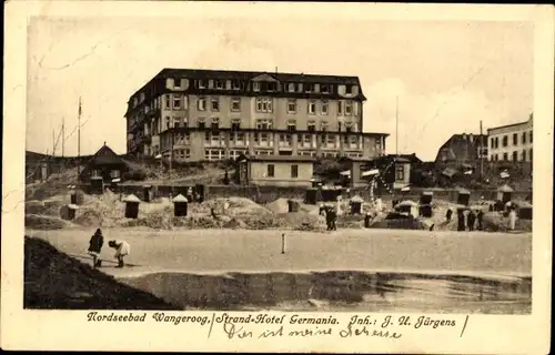 Ak Wangerooge in Friesland, Blick auf Strandhotel Germania, Inh. J. U. Jürgens