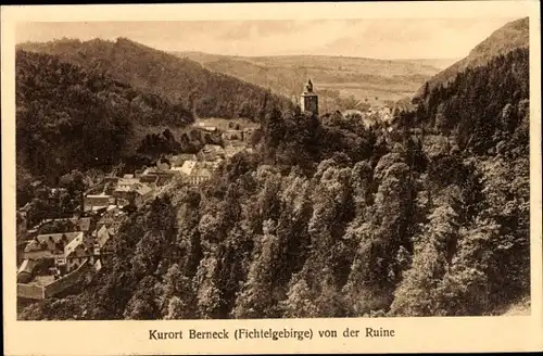 Ak Bad Berneck im Fichtelgebirge Bayern, Blick von der Ruine auf Ort, Teilansicht