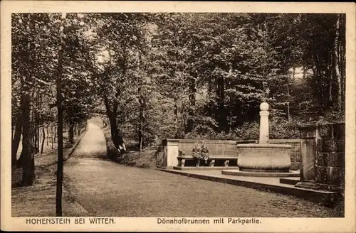 Ak Hohenstein Witten an der Ruhr, Dönnhofbrunnen mit Parkpartie