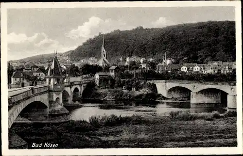 Ak Bad Kösen Naumburg an der Saale, Blick auf den Ort, Brücke