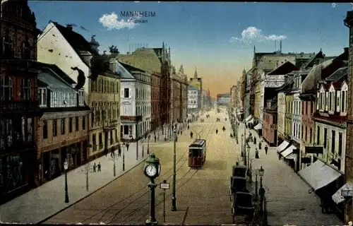 Ak Mannheim in Baden, Planken, Straßenbahn