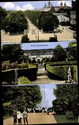 Ak Hannover in Niedersachsen, Herrenhäuser Allee, Schloss Herrenhausen, Park