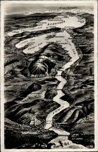 Ak Insel Mainau im Bodensee, Bodensee Panorama