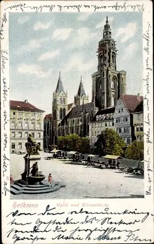 Ak Heilbronn am Neckar, Markt, Kilianskirche