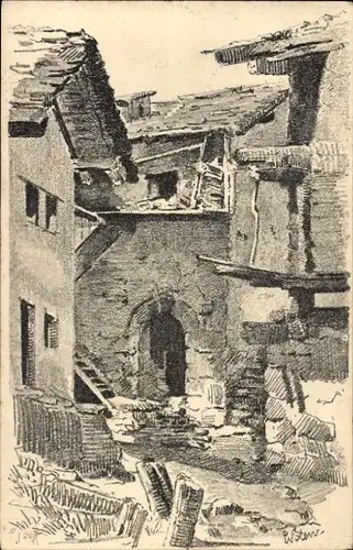 Ak Friesenheim in Baden, zerstörtes Haus
