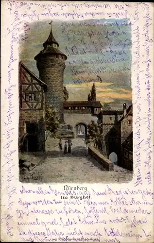 Ak Nürnberg in Mittelfranken, Im Burghof, Turm