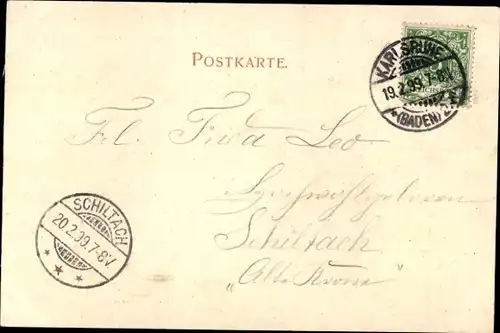 Ak Karlsruhe in Baden, Nymphe und Engel am Scheffel Denkmal, Hermann Volz