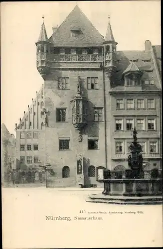 Ak Nürnberg in Mittelfranken, Nassauerhaus, Brunnen