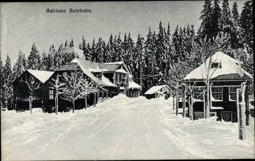 Ak Ilmenau in Thüringen, Gasthaus Auerhahn im Winter