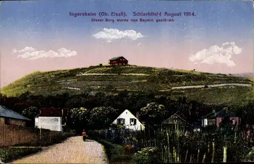 Ak Ingersheim Elsaß Haut Rhin, Schlachtfeld August 1914, Straßenpartie