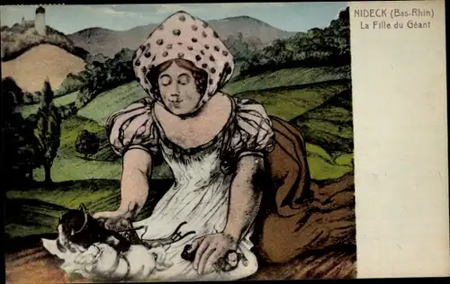 Künstler Ak Oberhaslach Elsass Bas Rhin, Ruinen von Nideck, Die Tochter des Riesen