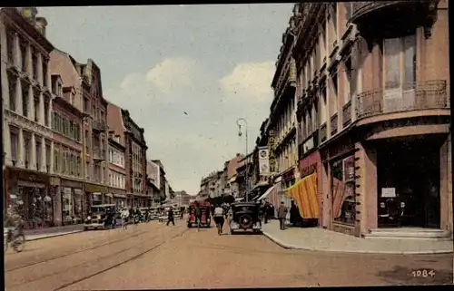 Ak Mülhausen Haut Rhin, Kolmarerstraße, Straßenpartie, Verkehr, Geschäfte