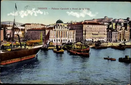 Ak Triest Trieste Friuli Venezia Giulia, Palazzo Carciotti, Hotel de la Ville