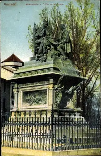 AK Granada Andalusien Spanien, Denkmal für Kolumbus in der Halle