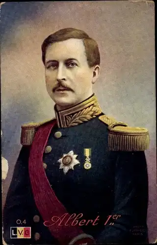 Ak König Albert I. von Belgien, Portrait in Uniform