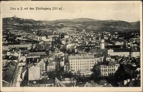 Ak Linz an der Donau Oberösterreich, Totale mit dem Pöstlingberg