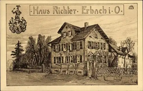 Künstler Ak Erbach im Odenwald Hessen, Blick auf das Haus Richter