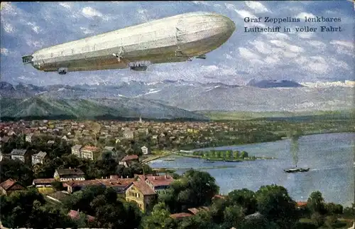 Ak Baden Baden am Schwarzwald, Graf Zeppelins Luftschiff in voller Fahrt