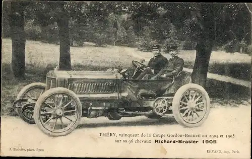 Ak Thery, Gewinner des Gordon-Bennett Cup, Cheveaux Richard-Brasier, 1905