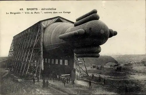 Ak Aviation Sports, Aerostation, Luftschiffstadt Paris, Garage