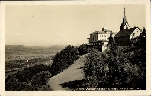 Ak Walzenhausen Kanton Appenzell Ausserrhoden Schweiz, Kirche, Hotel Rheinburg