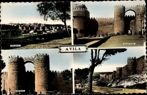 Ak Avila Kastilien und Leon, Gesamtansicht, Puerta de San Vicente