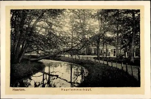 Ak Haarlem Nordholland Niederlande, Haarlemmerhout, Party am Wasser