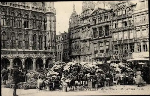Ak Bruxelles Brüssel, Grand Place, Marché aux Fleurs
