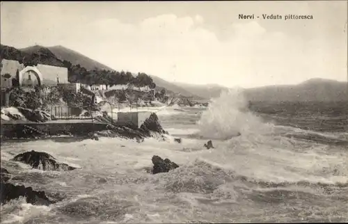 Ak Nervi Genova Genua Liguria, Uferpartie