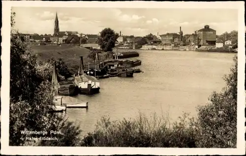 Ak Wittenberge an der Elbe Prignitz, Hafen-Elbdeich