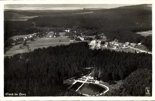 Ak Elend Oberharz am Brocken, Fliegeraufnahme, Klinke 11229