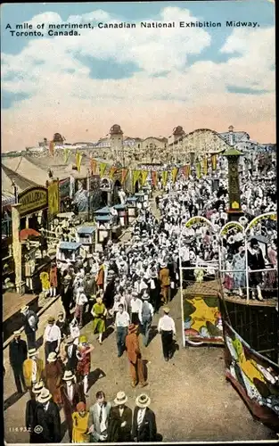 Ak Toronto Kanada, Eine Meile voller Fröhlichkeit, Kanadische Nationalausstellung Midway