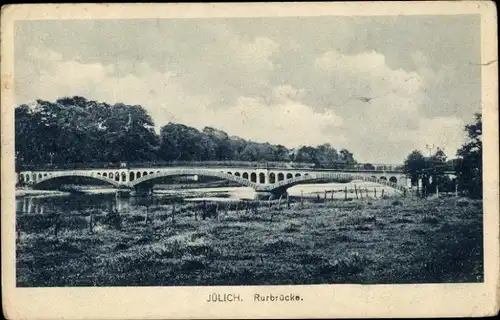 Ak Jülich in Nordrhein Westfalen, Ansicht der Rurbrücke