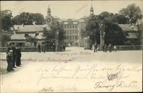 Ak Schwetzingen in Baden, Schlosseingang