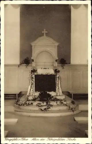 Ak Königsfeld im Schwarzwald, Altar der Kirche, Blumenschmuck