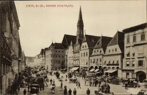 Ak Steyr in Oberösterreich, Oberer Stadtplatz