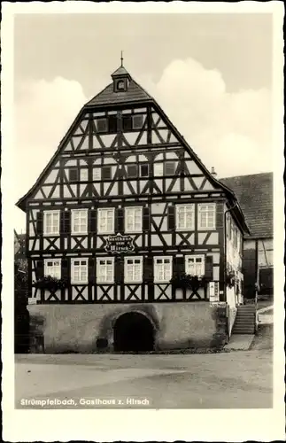 Ak Strümpfelbach Weinstadt in Württemberg, Gasthof zum Hirsch, Fachwerkhaus