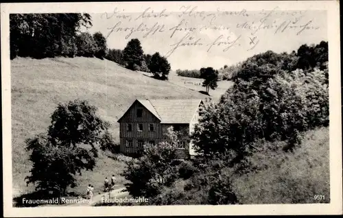 Ak Frauenwald am Rennsteig Ilmenau in Thüringen, Fraubachmühle