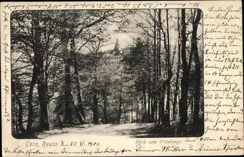 Ak Untermhaus Gera in Thüringen, Schloss Osterstein, Blick vom Weinberg