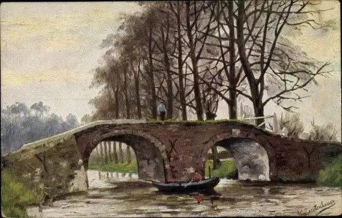 Künstler Ak Gerstenhauer, Johann Georg, niederländisches Motiv, Brücke