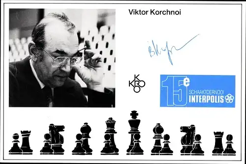 Ak Viktor Korchnoi, Schachspieler, Spielfiguren, Autogramm