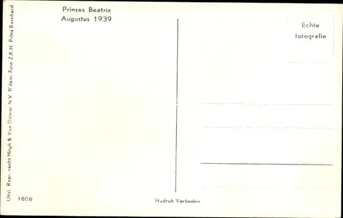 Ak Prinzessin Beatrix der Niederlande als Kleinkind mit Bollerwagen, August 1939
