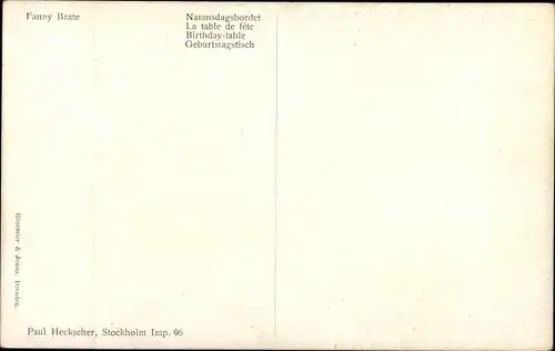 Künstler Ak Brate, B., Geburtstagstisch, Blumen, Kuchen